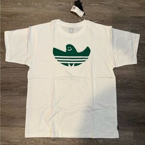 Adidas White Tee with Green Graphic